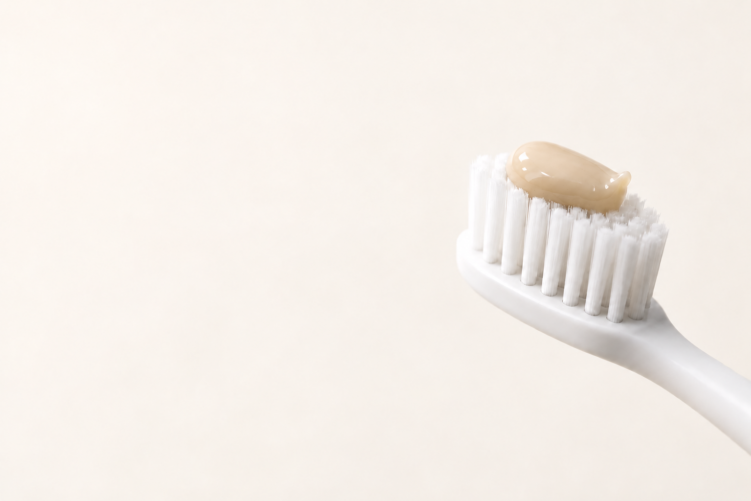 Vanilla Mint paste on a white toothbrush
